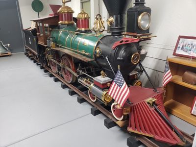 Miniature train on the tracks at Pinnacle Peak & Southern Railroad